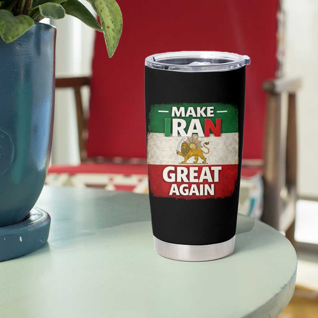 Make Iran Great Again Tumbler Cup MIGA Vintage Persian Lion Flag
