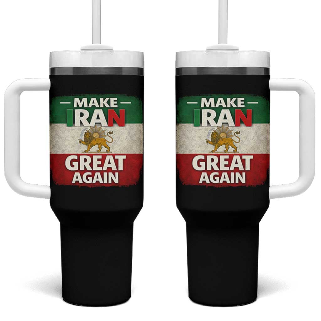 Make Iran Great Again Tumbler With Handle MIGA Vintage Persian Lion Flag