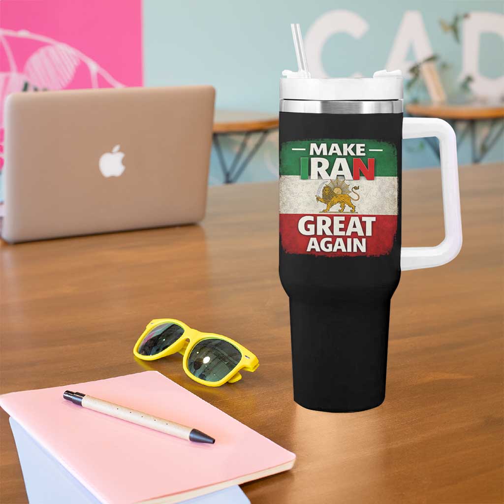 Make Iran Great Again Tumbler With Handle MIGA Vintage Persian Lion Flag