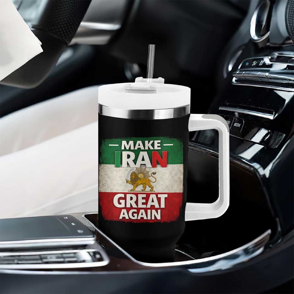 Make Iran Great Again Tumbler With Handle MIGA Vintage Persian Lion Flag