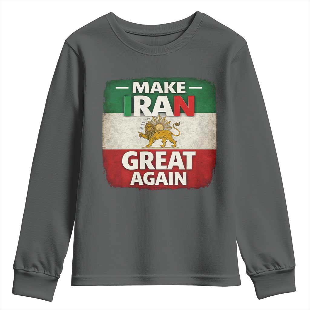 Make Iran Great Again Youth Sweatshirt MIGA Vintage Persian Lion Flag