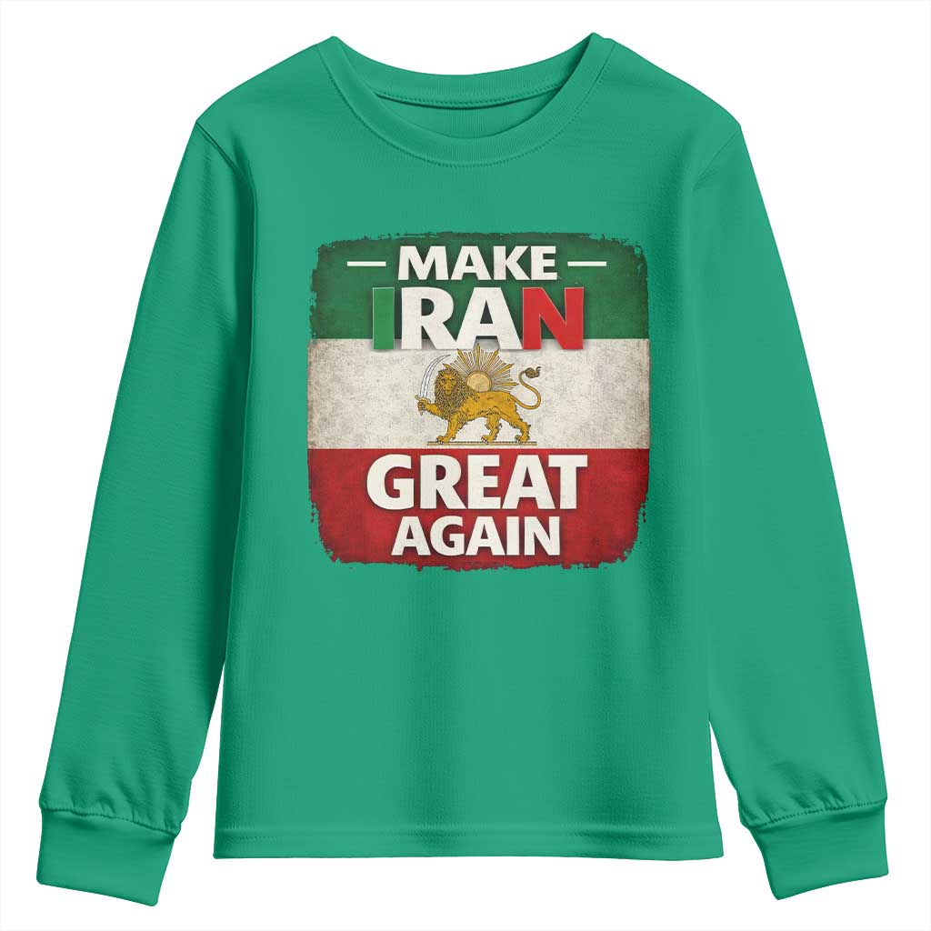 Make Iran Great Again Youth Sweatshirt MIGA Vintage Persian Lion Flag