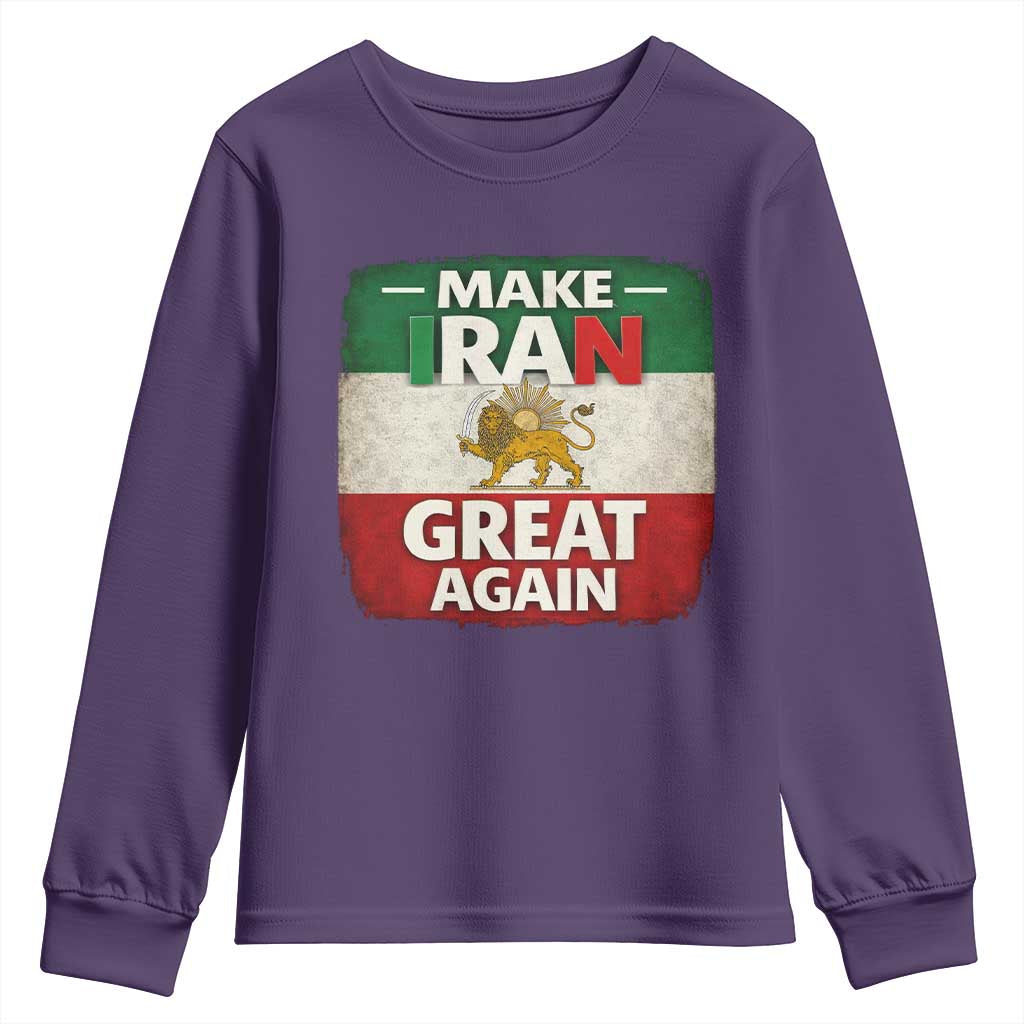 Make Iran Great Again Youth Sweatshirt MIGA Vintage Persian Lion Flag