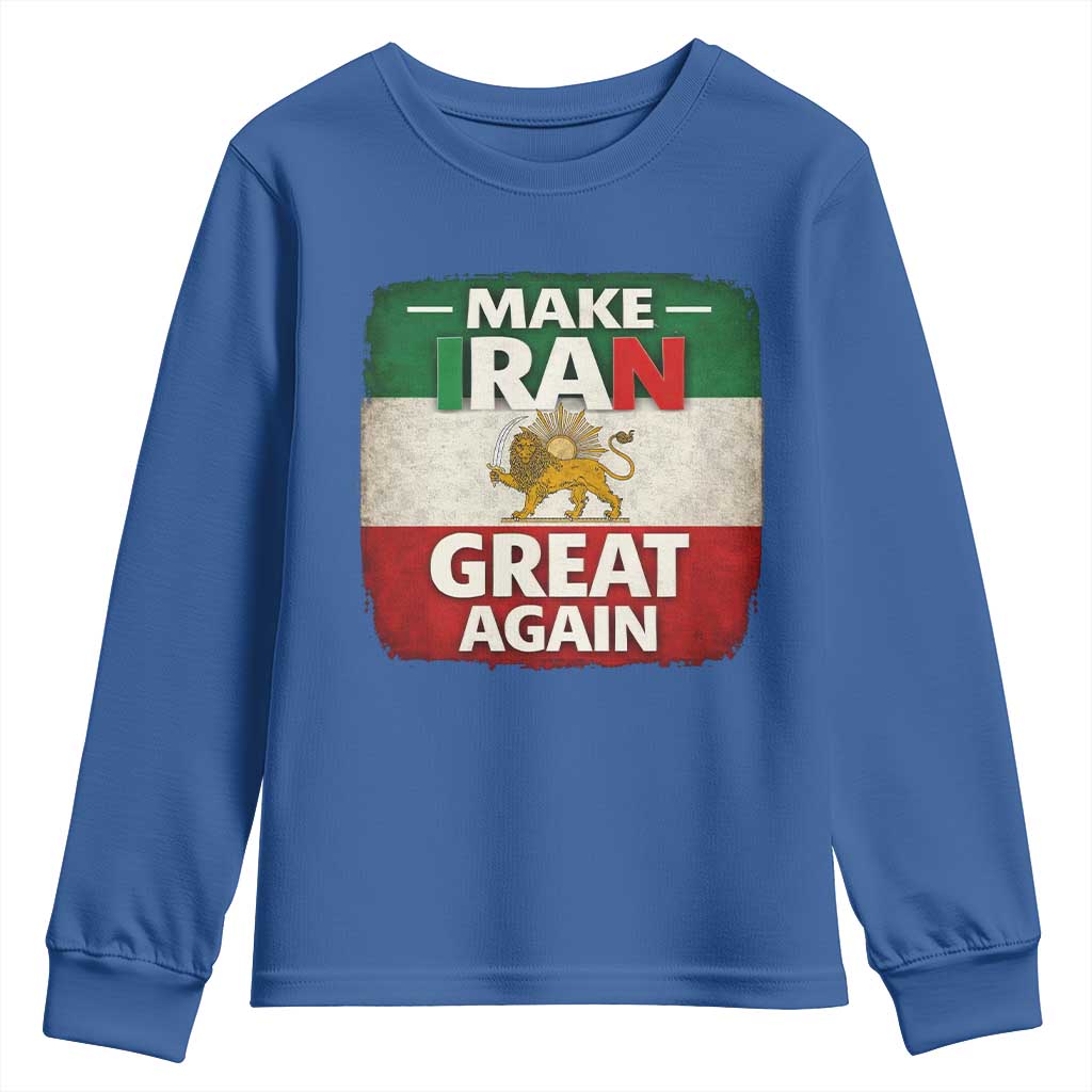 Make Iran Great Again Youth Sweatshirt MIGA Vintage Persian Lion Flag