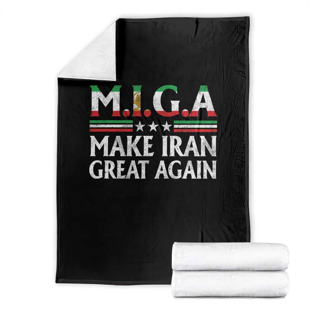 Make Iran Great Again Throw Blanket MIGA Emblem Of Iran Persian Lion Flag
