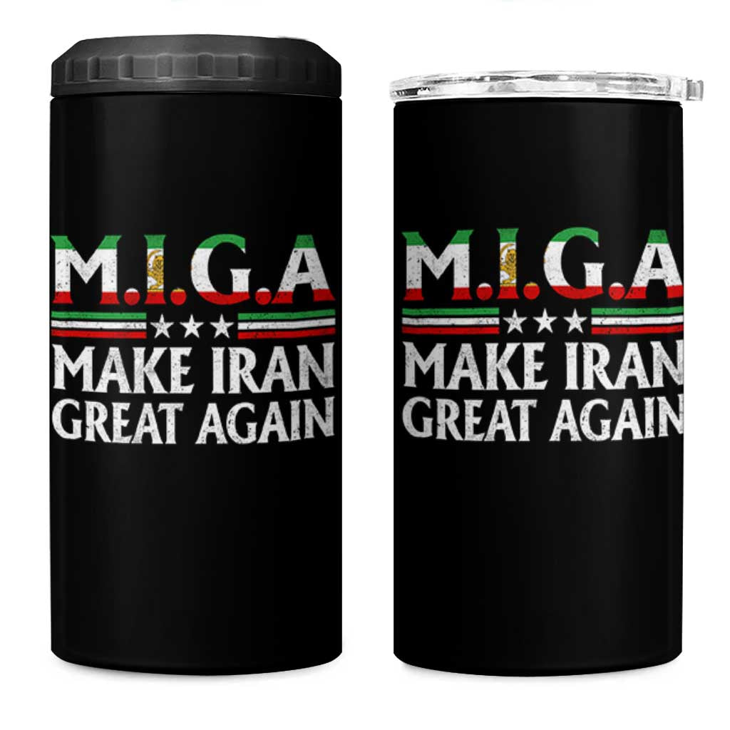 Make Iran Great Again 4 in 1 Can Cooler Tumbler MIGA Emblem Of Iran Persian Lion Flag