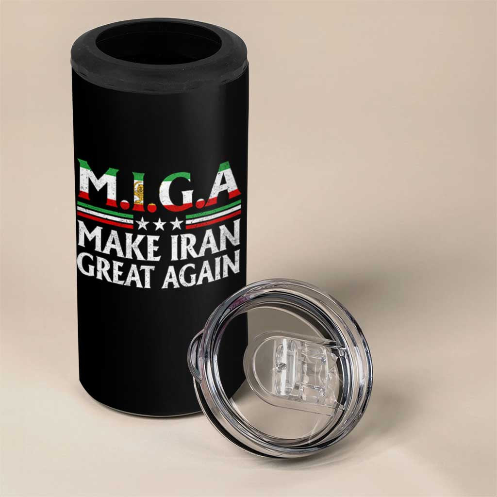 Make Iran Great Again 4 in 1 Can Cooler Tumbler MIGA Emblem Of Iran Persian Lion Flag