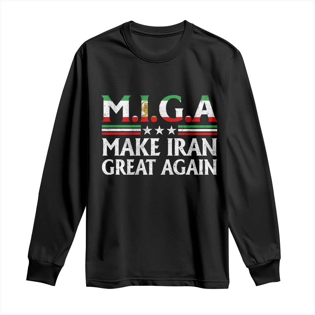 Make Iran Great Again Long Sleeve Shirt MIGA Emblem Of Iran Persian Lion Flag