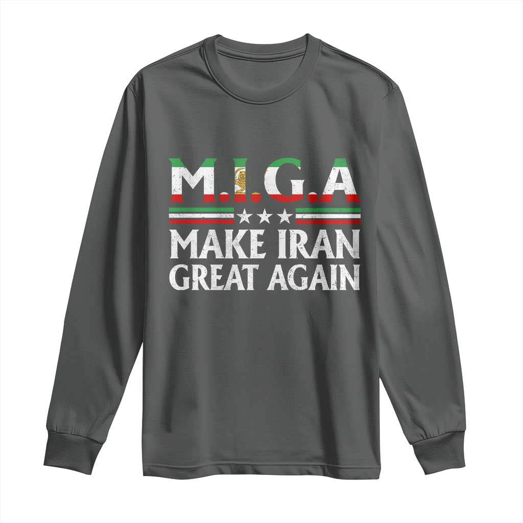 Make Iran Great Again Long Sleeve Shirt MIGA Emblem Of Iran Persian Lion Flag