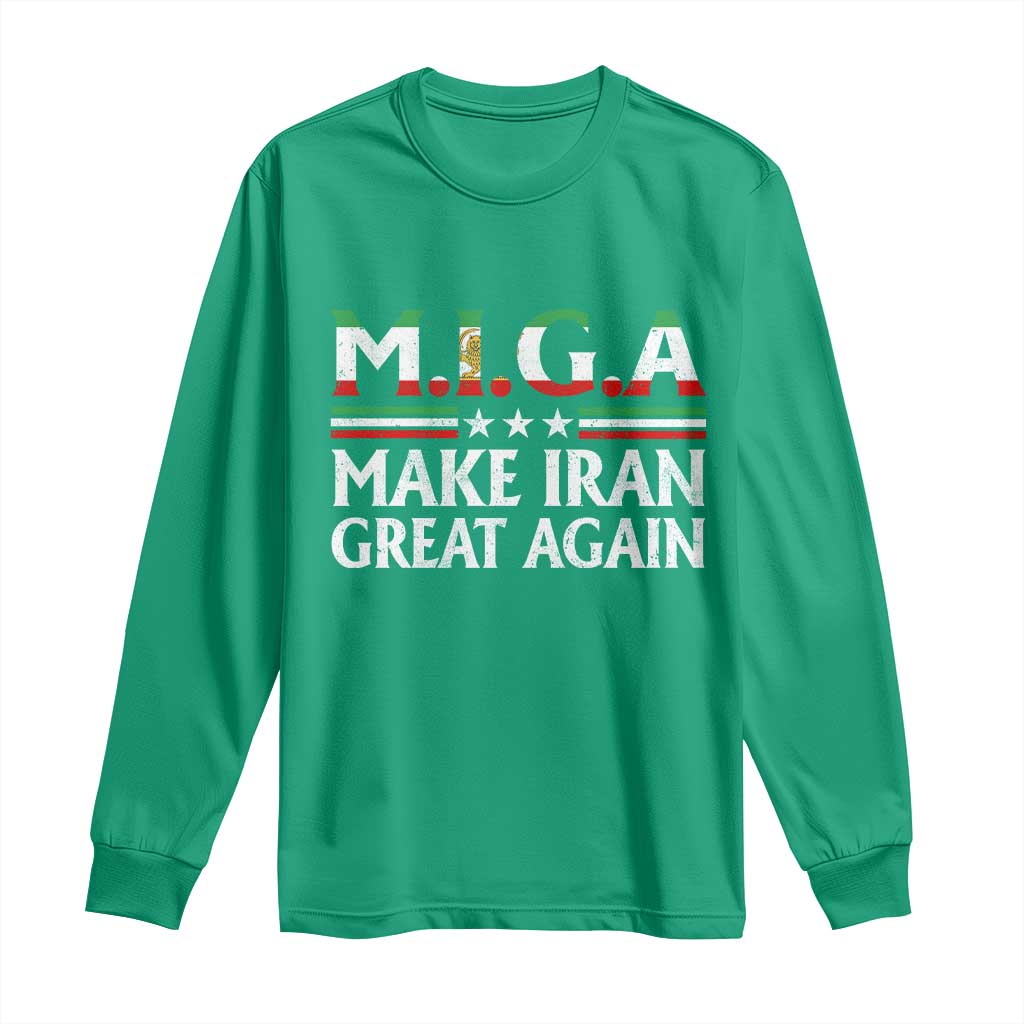 Make Iran Great Again Long Sleeve Shirt MIGA Emblem Of Iran Persian Lion Flag