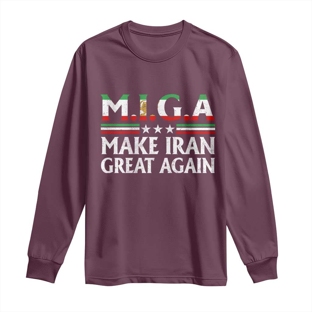 Make Iran Great Again Long Sleeve Shirt MIGA Emblem Of Iran Persian Lion Flag