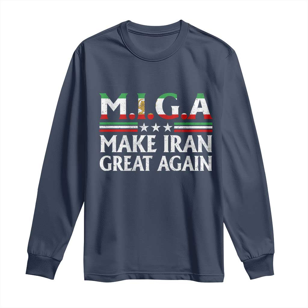 Make Iran Great Again Long Sleeve Shirt MIGA Emblem Of Iran Persian Lion Flag