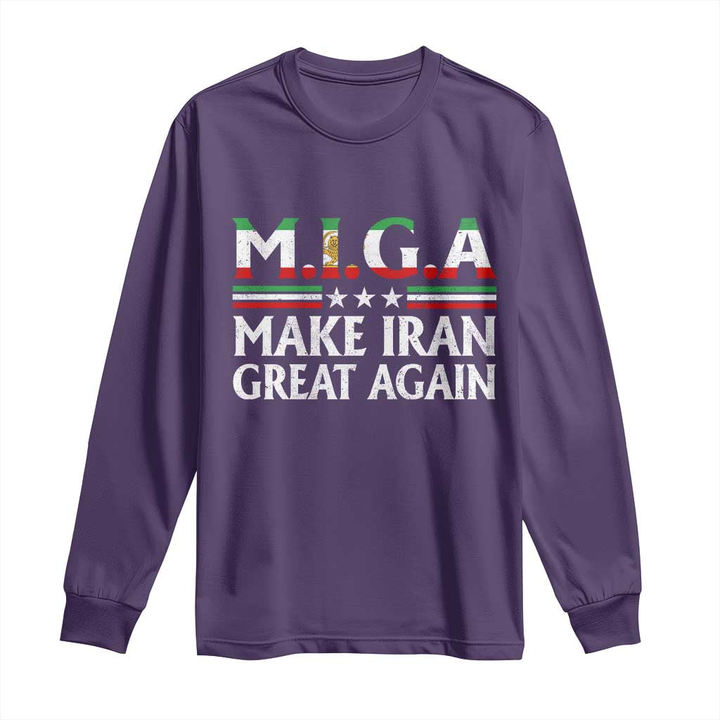 Make Iran Great Again Long Sleeve Shirt MIGA Emblem Of Iran Persian Lion Flag