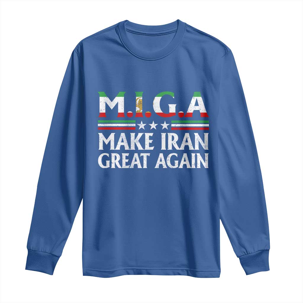 Make Iran Great Again Long Sleeve Shirt MIGA Emblem Of Iran Persian Lion Flag