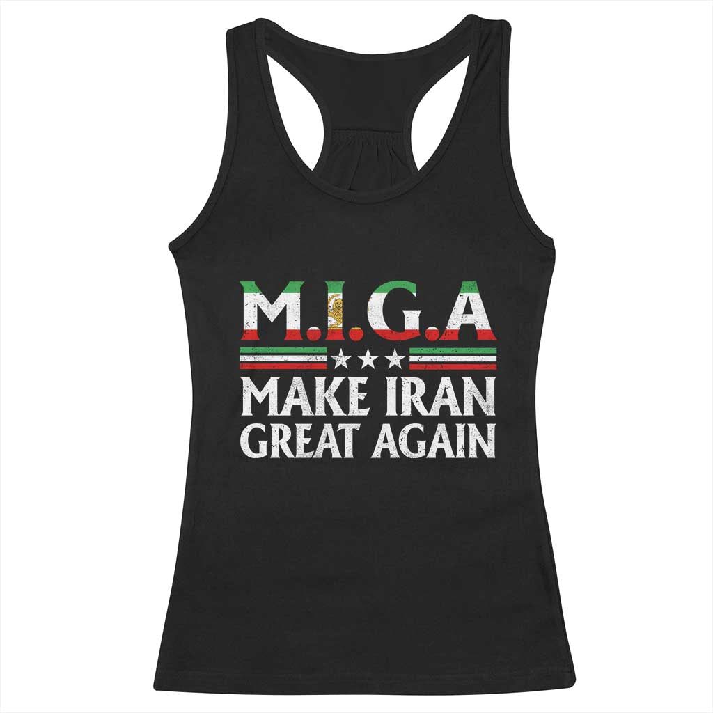 Make Iran Great Again Racerback Tank Top MIGA Emblem Of Iran Persian Lion Flag