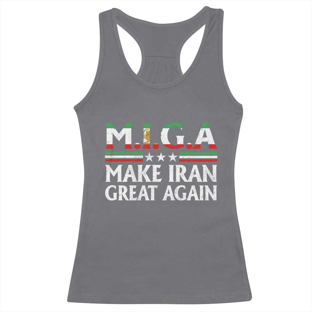 Make Iran Great Again Racerback Tank Top MIGA Emblem Of Iran Persian Lion Flag