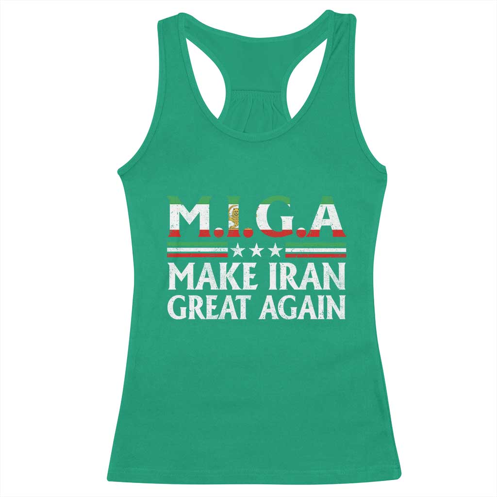 Make Iran Great Again Racerback Tank Top MIGA Emblem Of Iran Persian Lion Flag