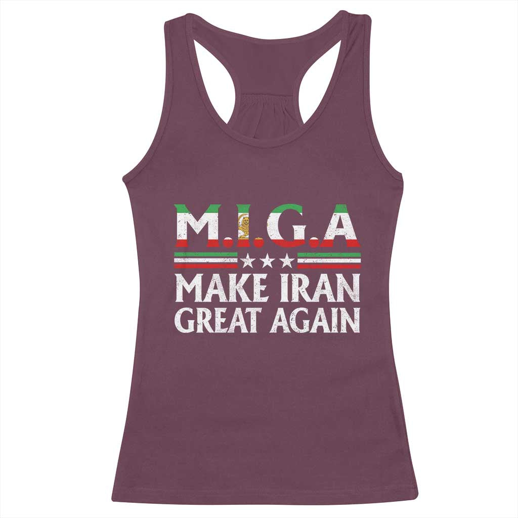Make Iran Great Again Racerback Tank Top MIGA Emblem Of Iran Persian Lion Flag