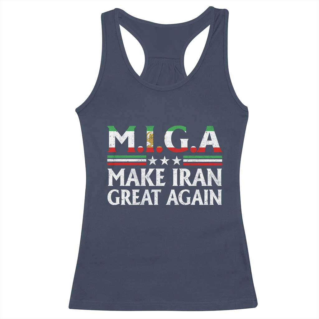 Make Iran Great Again Racerback Tank Top MIGA Emblem Of Iran Persian Lion Flag