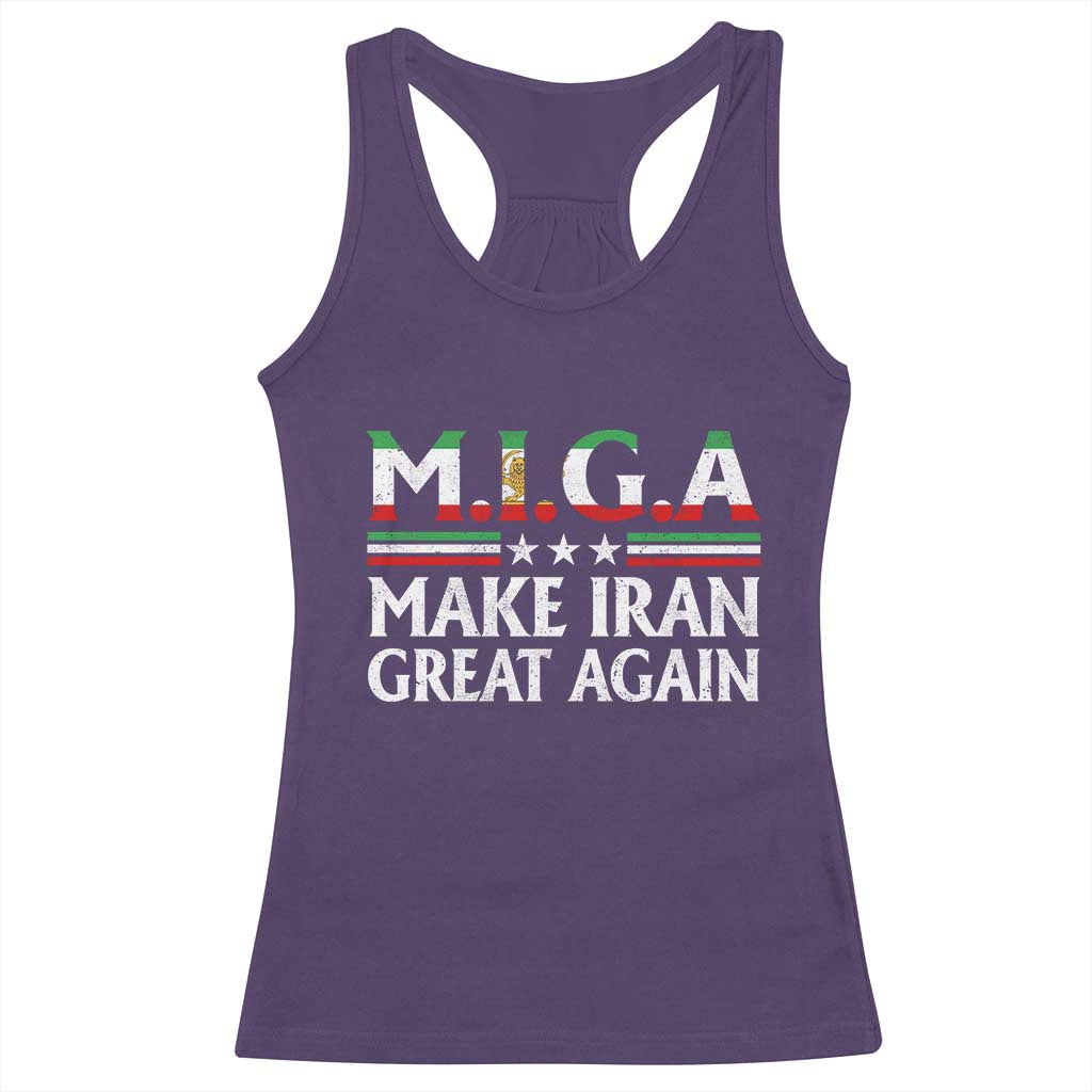Make Iran Great Again Racerback Tank Top MIGA Emblem Of Iran Persian Lion Flag