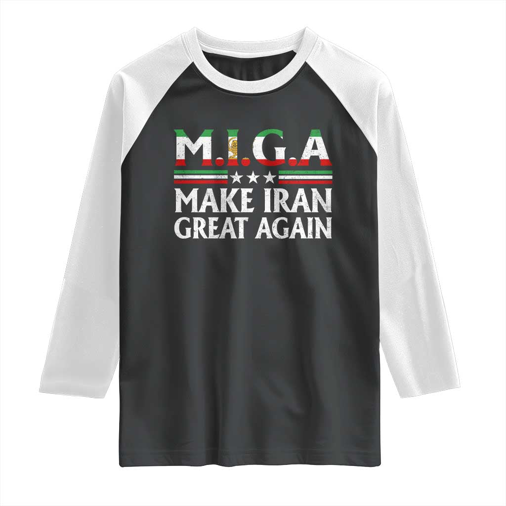 Make Iran Great Again Raglan Shirt MIGA Emblem Of Iran Persian Lion Flag