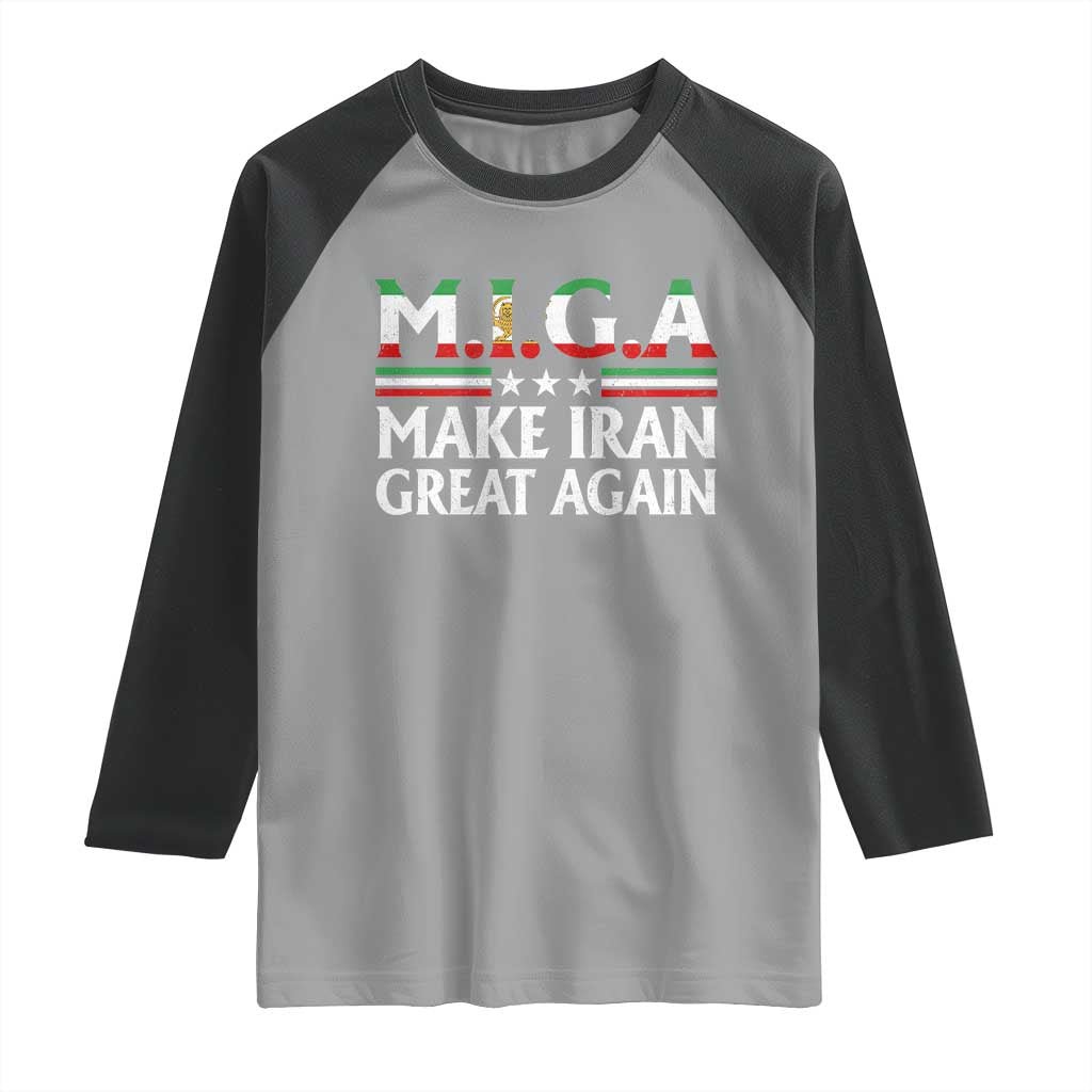 Make Iran Great Again Raglan Shirt MIGA Emblem Of Iran Persian Lion Flag