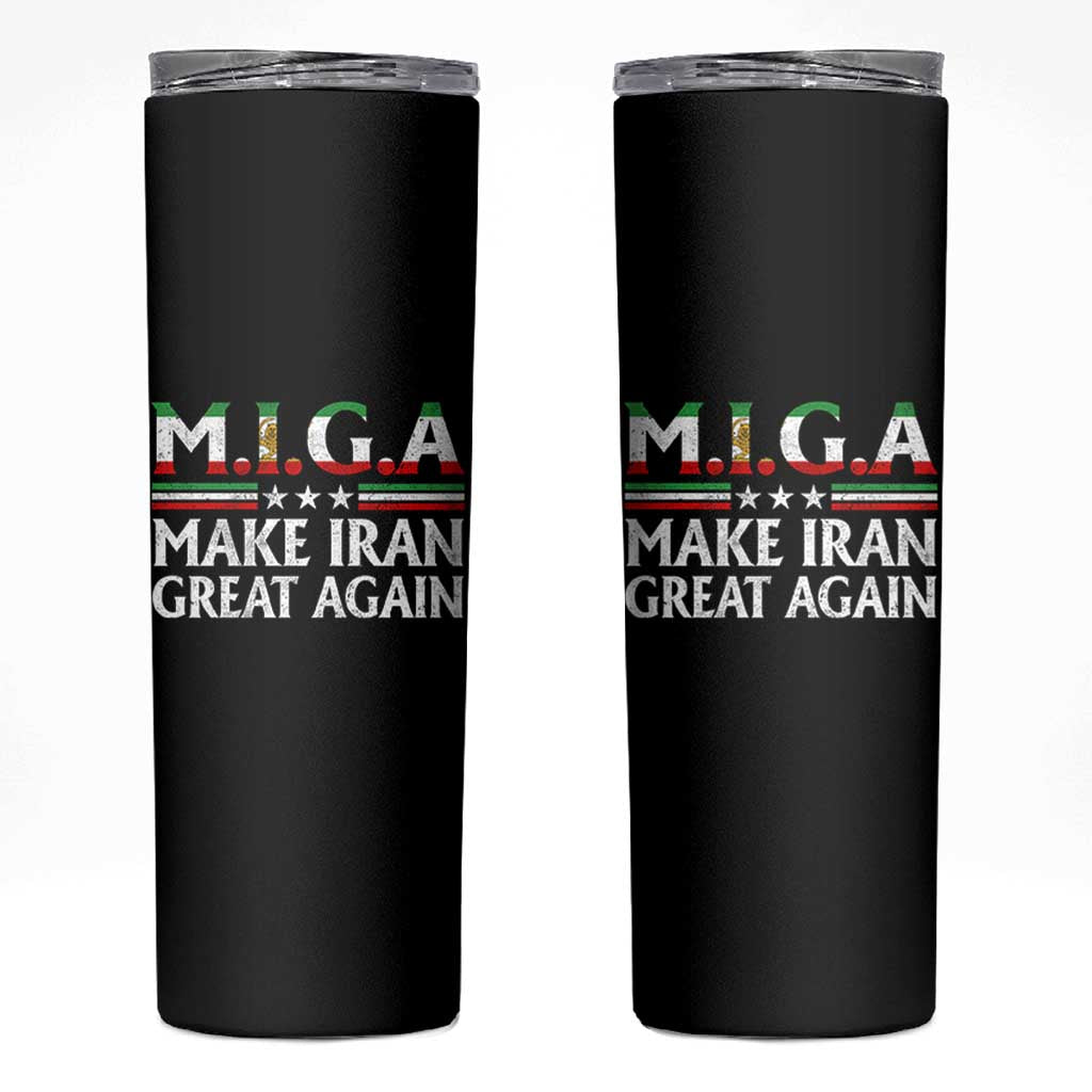 Make Iran Great Again Skinny Tumbler MIGA Emblem Of Iran Persian Lion Flag