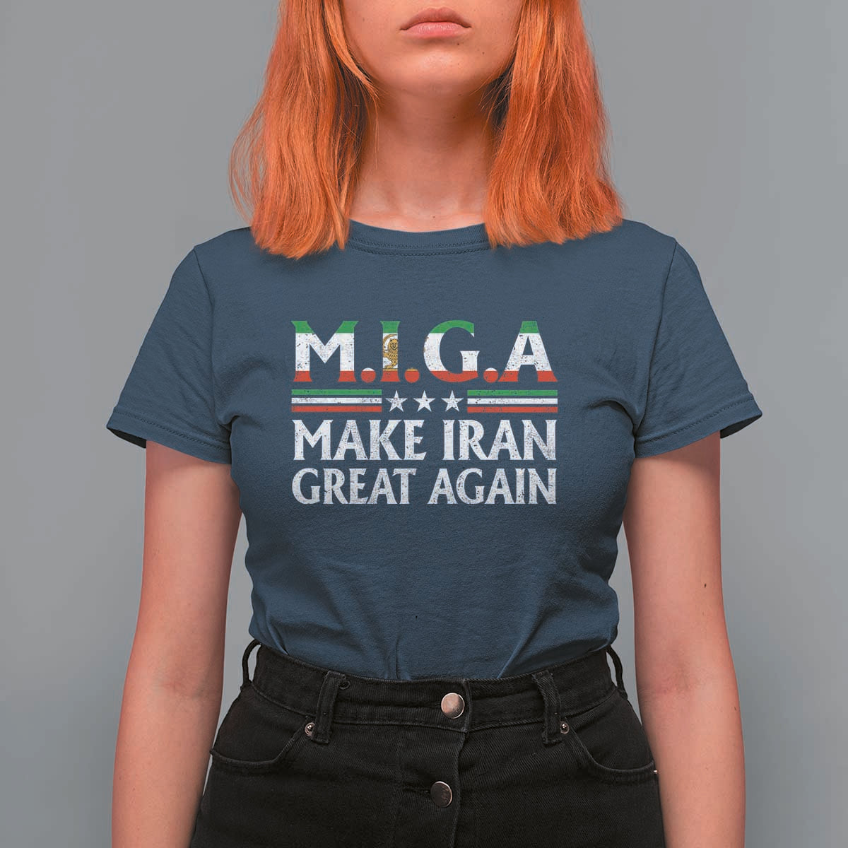 Make Iran Great Again T Shirt For Women MIGA Emblem Of Iran Persian Lion Flag