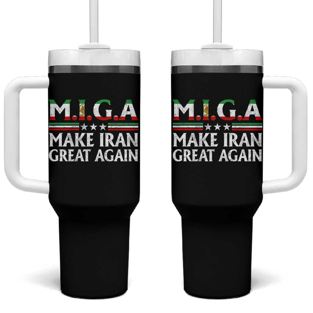 Make Iran Great Again Tumbler With Handle MIGA Emblem Of Iran Persian Lion Flag