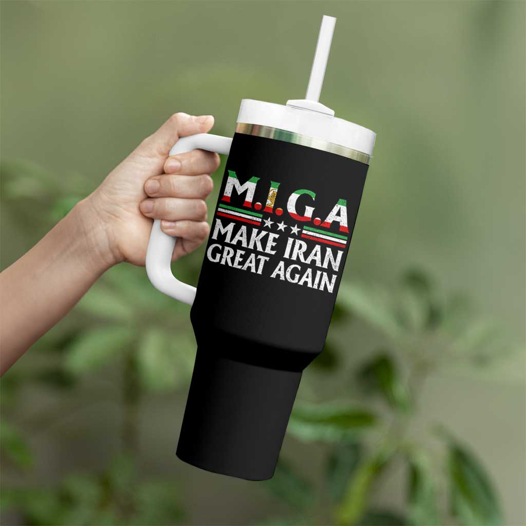 Make Iran Great Again Tumbler With Handle MIGA Emblem Of Iran Persian Lion Flag