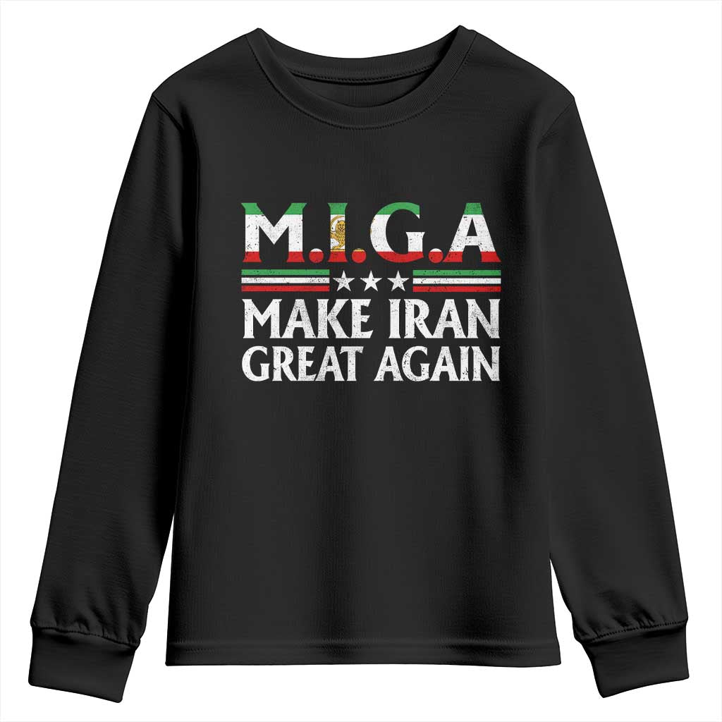 Make Iran Great Again Youth Sweatshirt MIGA Emblem Of Iran Persian Lion Flag