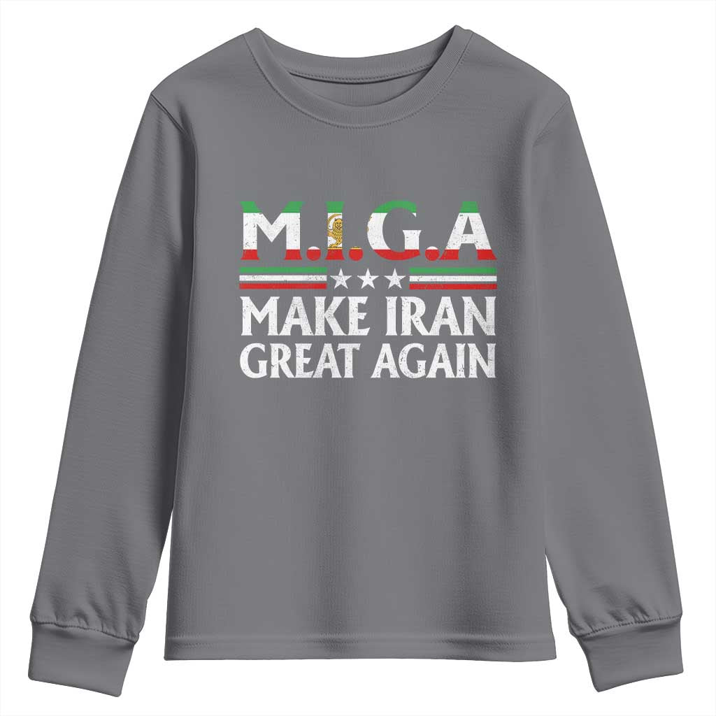 Make Iran Great Again Youth Sweatshirt MIGA Emblem Of Iran Persian Lion Flag