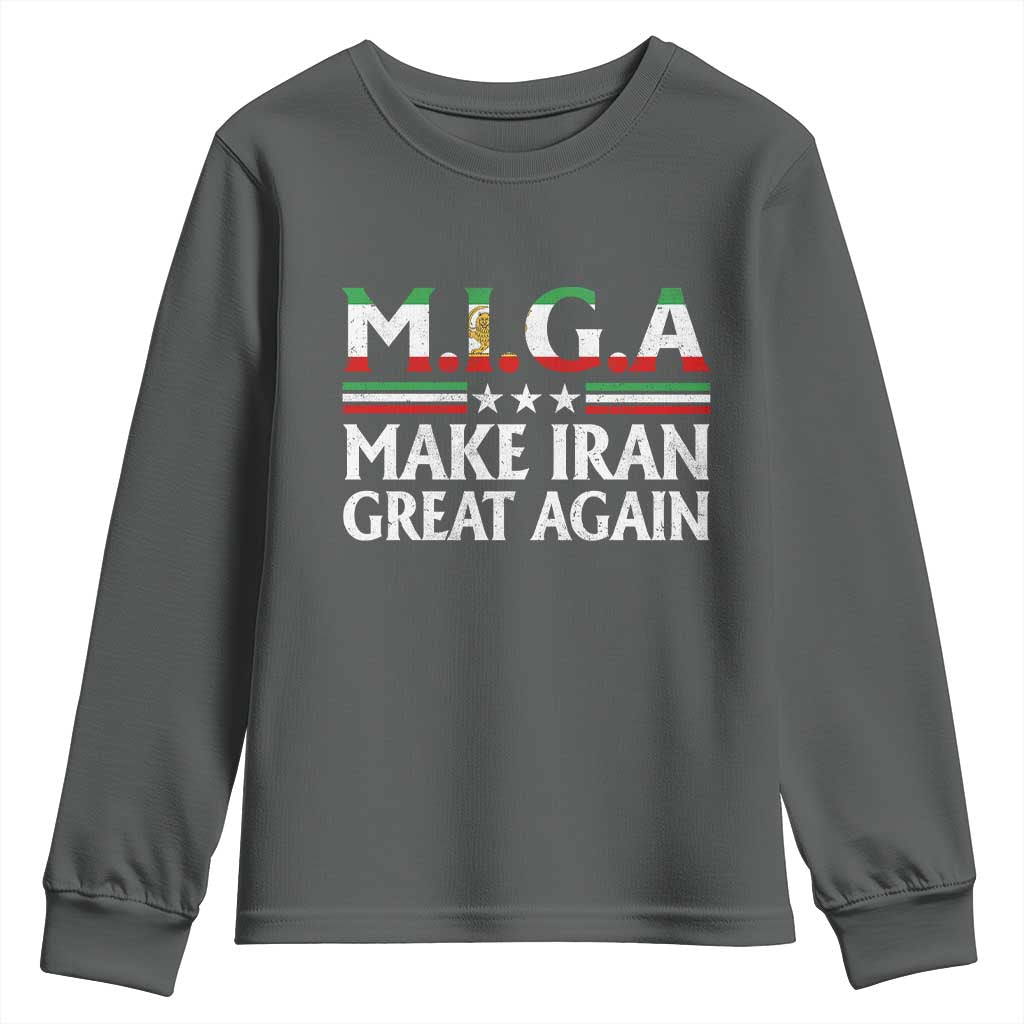 Make Iran Great Again Youth Sweatshirt MIGA Emblem Of Iran Persian Lion Flag