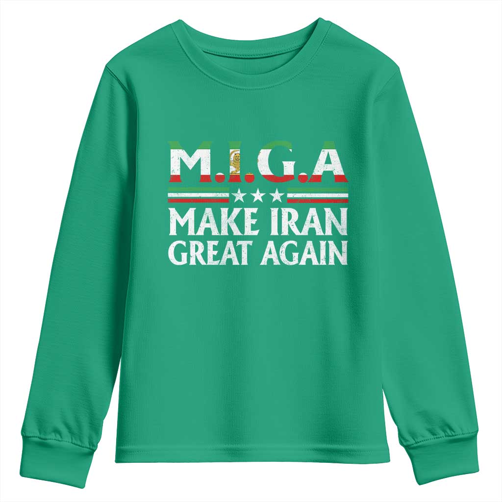 Make Iran Great Again Youth Sweatshirt MIGA Emblem Of Iran Persian Lion Flag