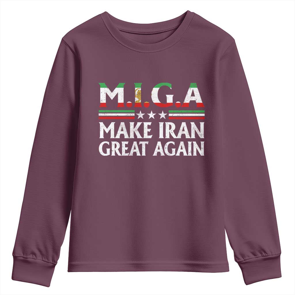 Make Iran Great Again Youth Sweatshirt MIGA Emblem Of Iran Persian Lion Flag