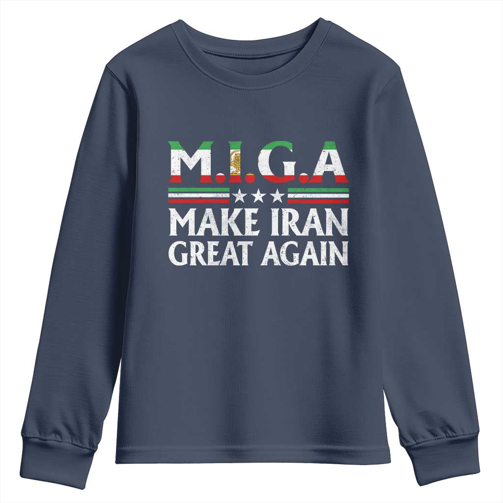 Make Iran Great Again Youth Sweatshirt MIGA Emblem Of Iran Persian Lion Flag