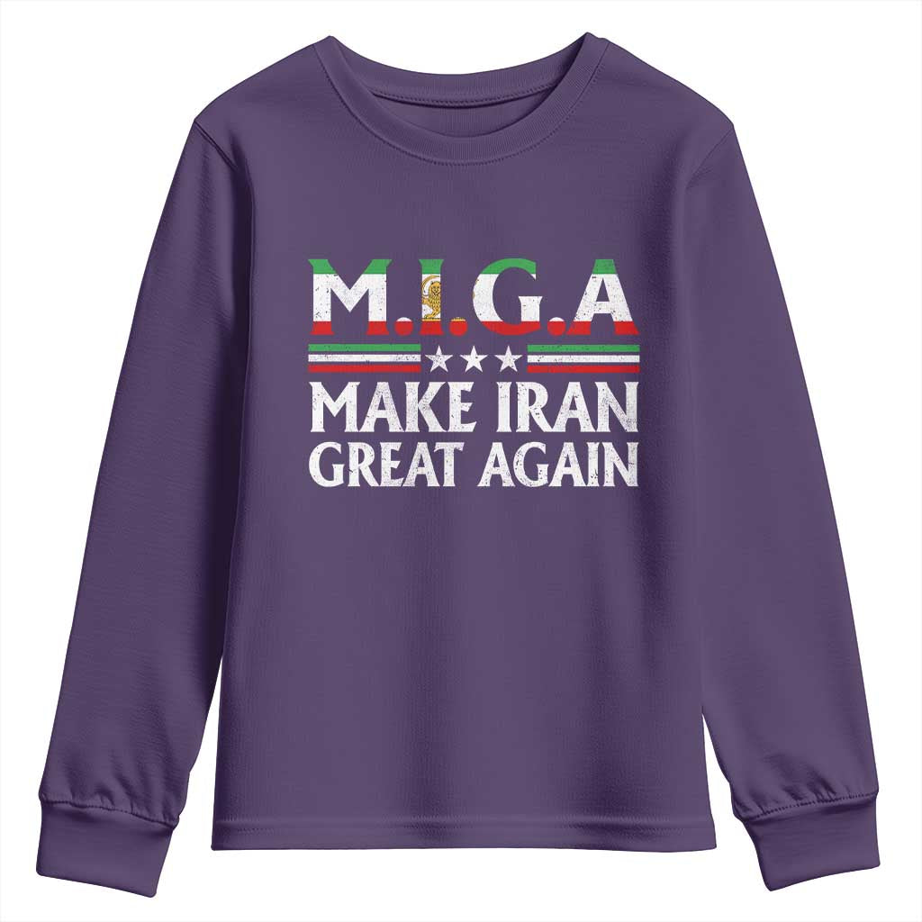 Make Iran Great Again Youth Sweatshirt MIGA Emblem Of Iran Persian Lion Flag