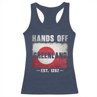 Hands Off Greenland Racerback Tank Top Greenland EST 1262 Political Protest