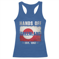 Hands Off Greenland Racerback Tank Top Greenland EST 1262 Political Protest