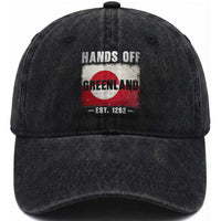 Hands Off Greenland Washed Cotton Baseball Cap Greenland EST 1262 Political Protest