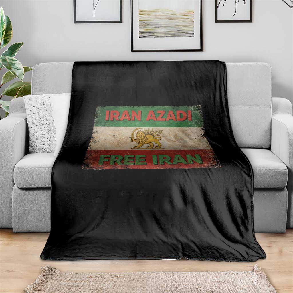 Iran Azadi Lion Sun Sword Flag Free Iran Revolution Throw Blanket