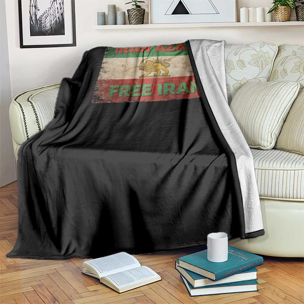 Iran Azadi Lion Sun Sword Flag Free Iran Revolution Throw Blanket