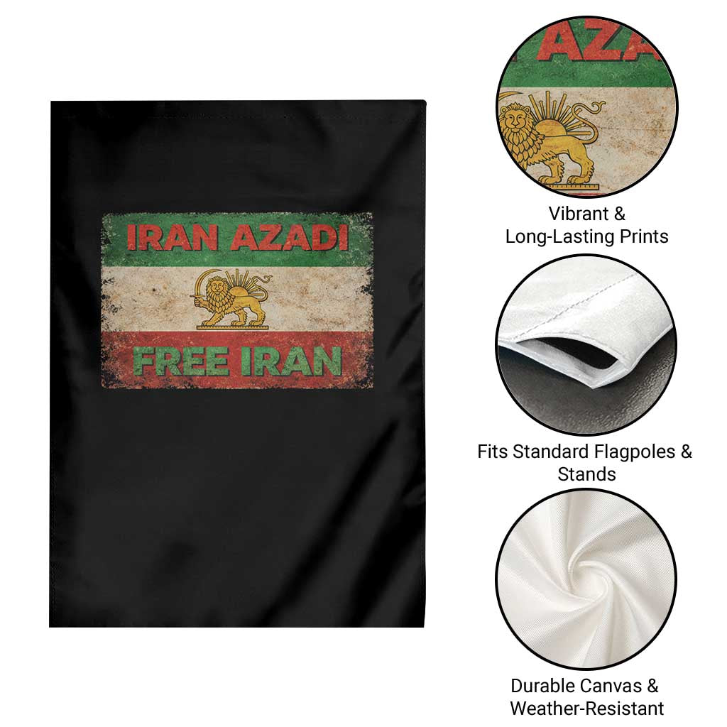 Iran Azadi Lion Sun Sword Flag Free Iran Revolution Garden Flag