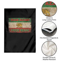 Iran Azadi Lion Sun Sword Flag Free Iran Revolution Garden Flag