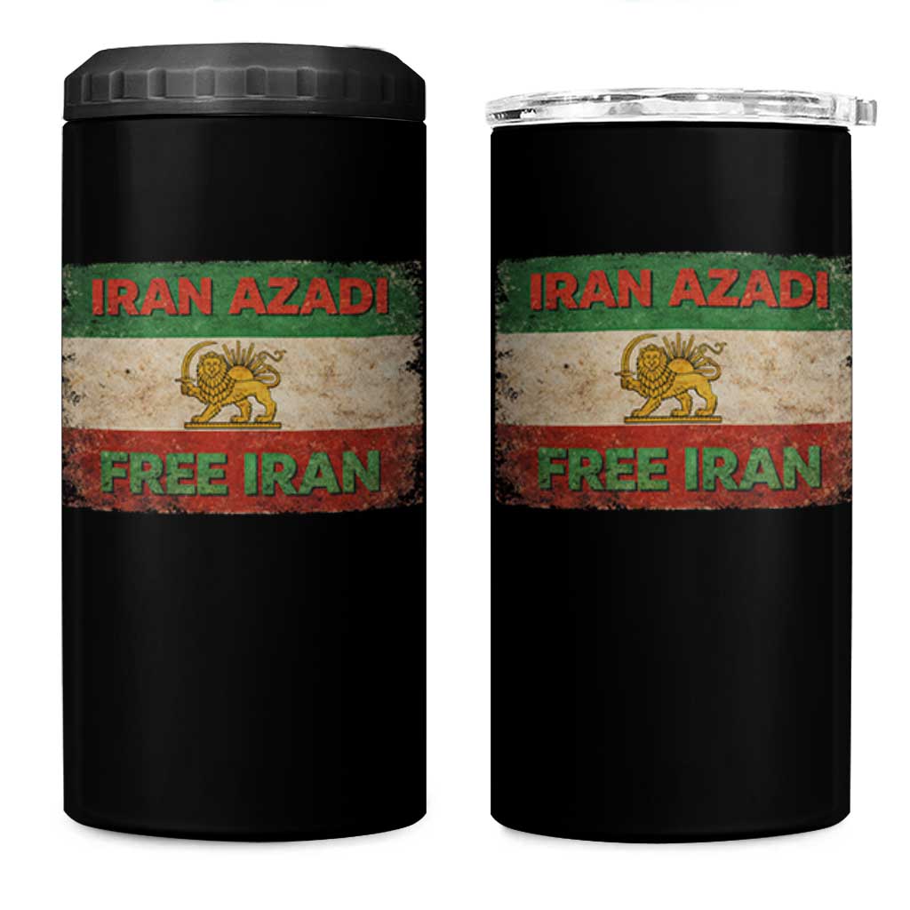 Iran Azadi Lion Sun Sword Flag Free Iran Revolution 4 in 1 Can Cooler Tumbler