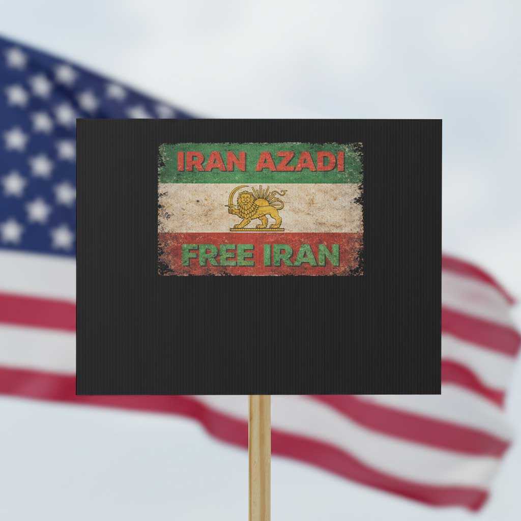 Iran Azadi Lion Sun Sword Flag Free Iran Revolution Protest Sign