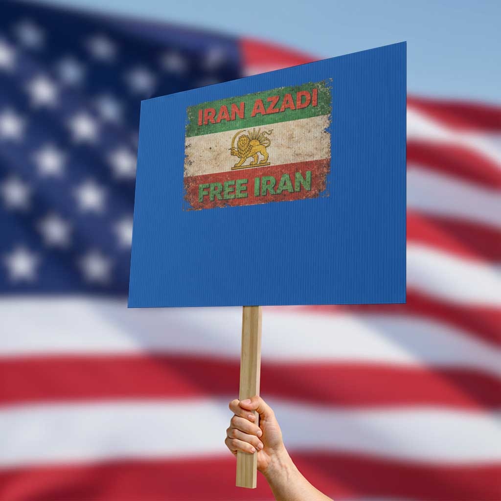 Iran Azadi Lion Sun Sword Flag Free Iran Revolution Protest Sign