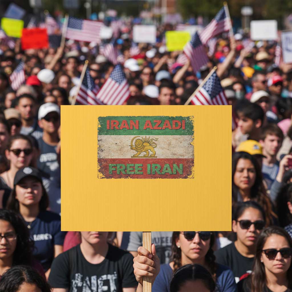 Iran Azadi Lion Sun Sword Flag Free Iran Revolution Protest Sign