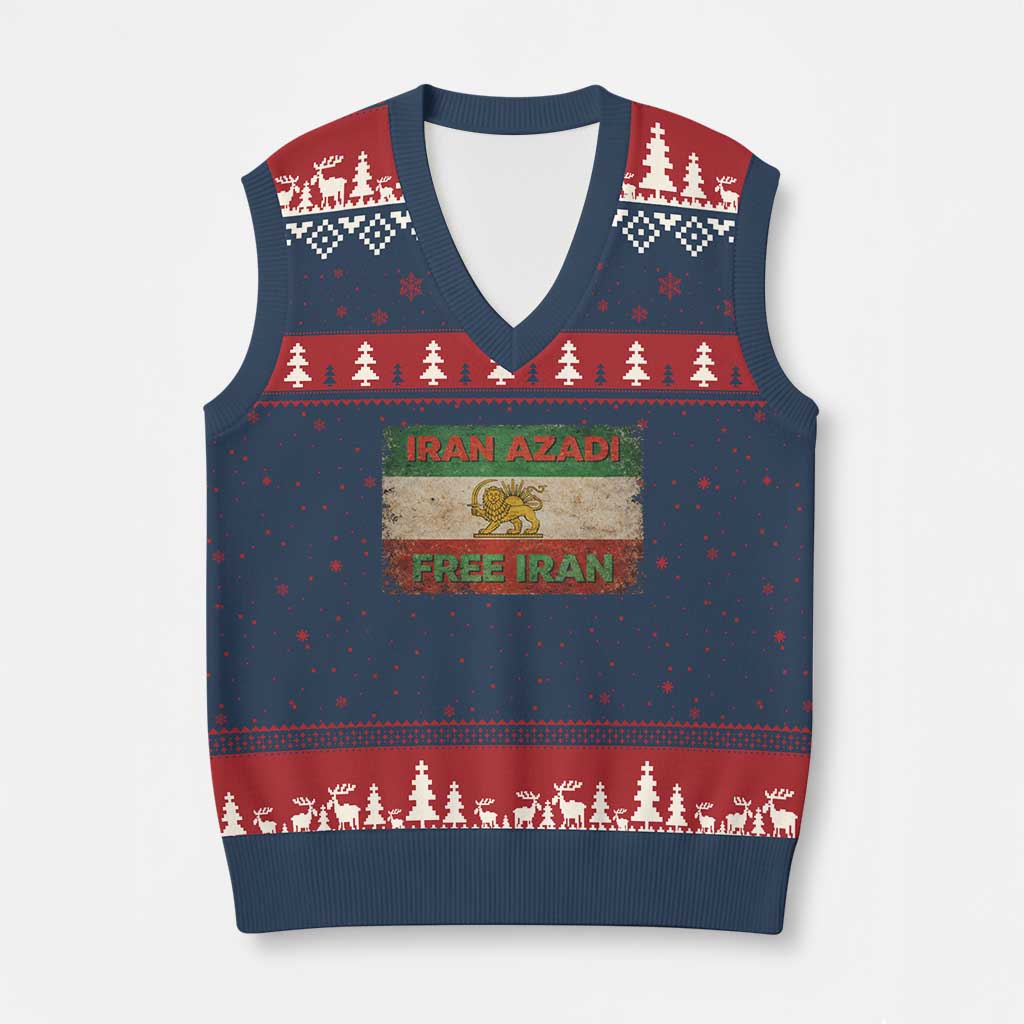 Iran Azadi Lion Sun Sword Flag Free Iran Revolution V-Neck Knit Sweater Vest