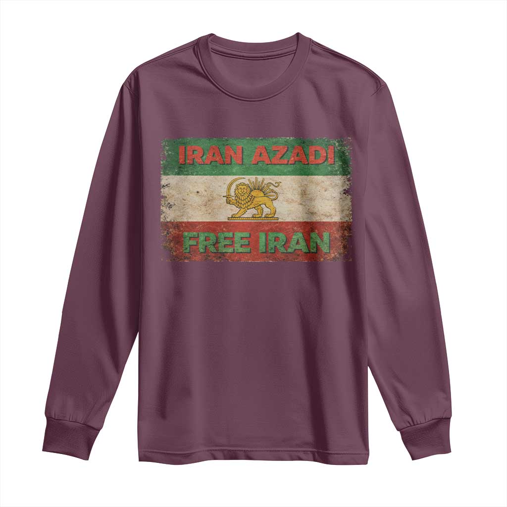 Iran Azadi Lion Sun Sword Flag Free Iran Revolution Long Sleeve Shirt